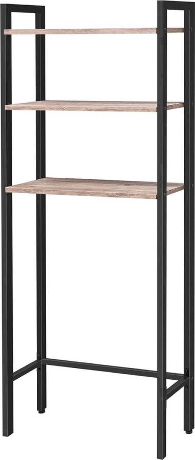 3-tier open badkamerplank ruimtebesparend eenvoudige montage greige-zwart EBG41TS01 Wasmachine rek