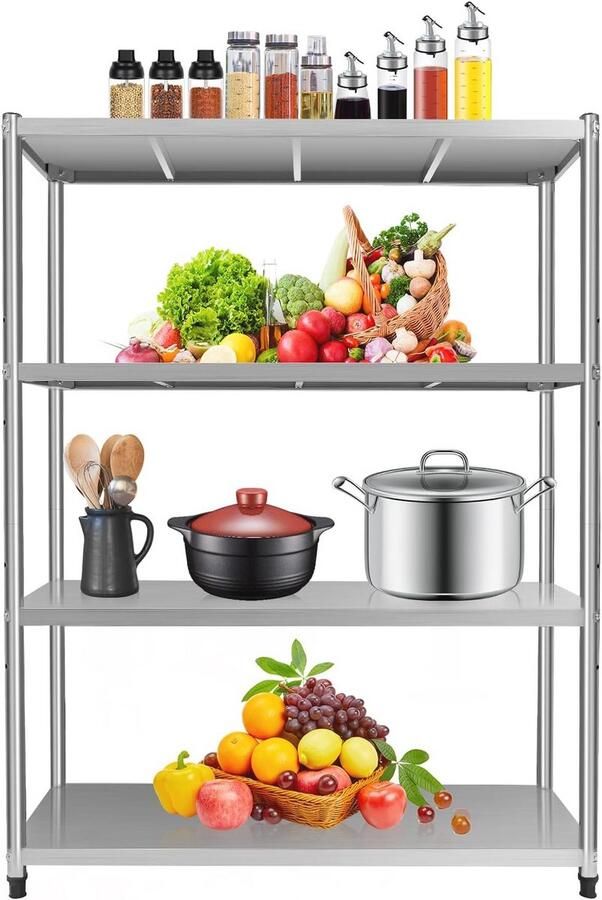 4-laags roestvrij stalen keukenrek Heavy duty koelruimte rek (120 x 40 x 150 cm) - Foto 2