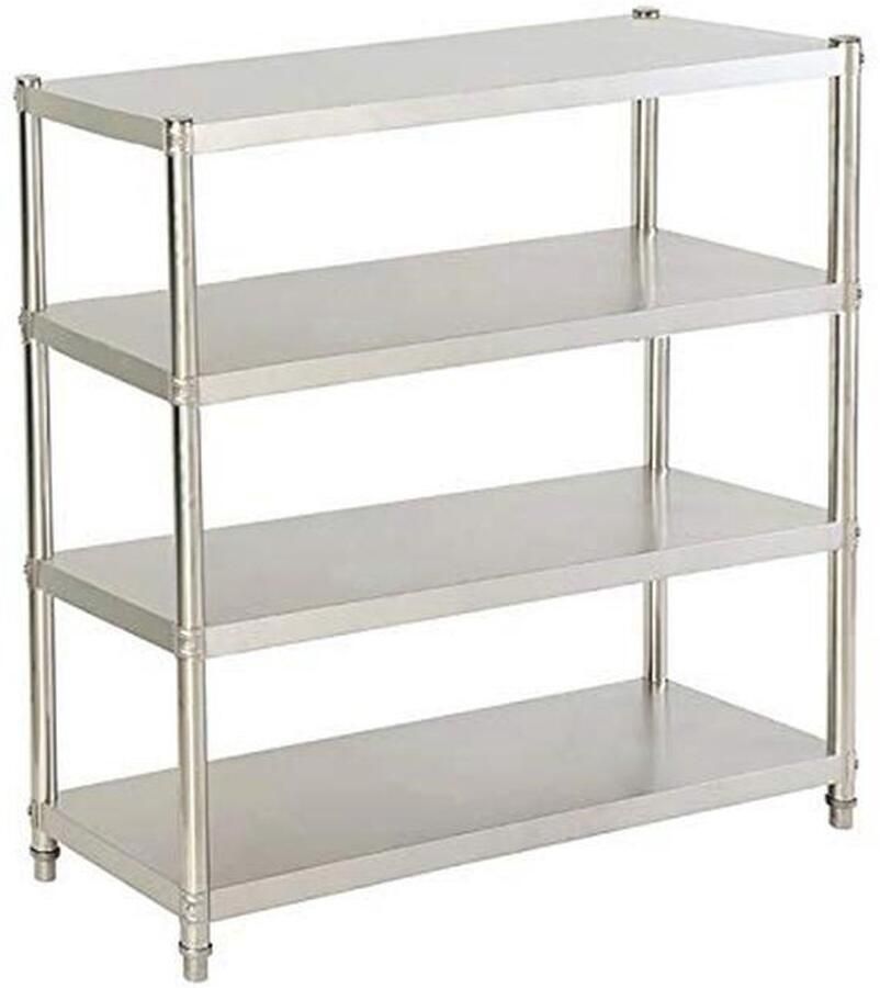 4-laags roestvrij stalen keukenrek Heavy duty koelruimte rek (120 x 40 x 150 cm)