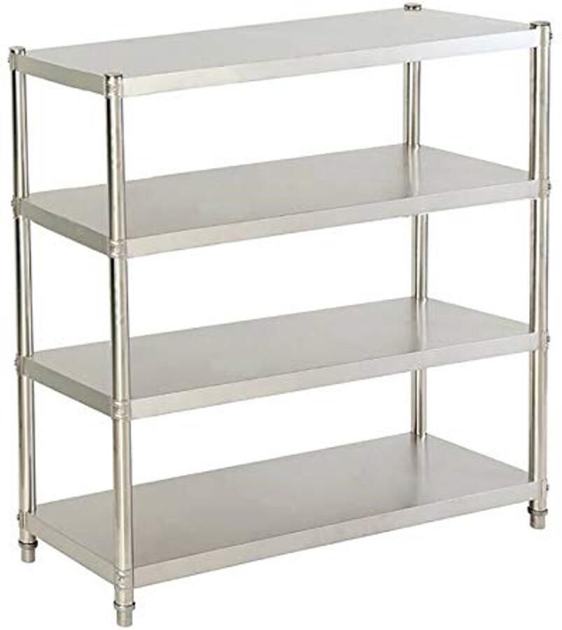 4-laags roestvrij stalen keukenrek Heavy duty koelruimte rek (120 x 40 x 150 cm)