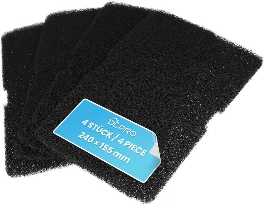 4 x schuimfilter 240 x 155 mm voor 2964840100 2964840200 sokkelfilter sponsfilter filterschuim filterspons op warmtewisselaar droger wasdroger warmtepompdroger 4 stuks