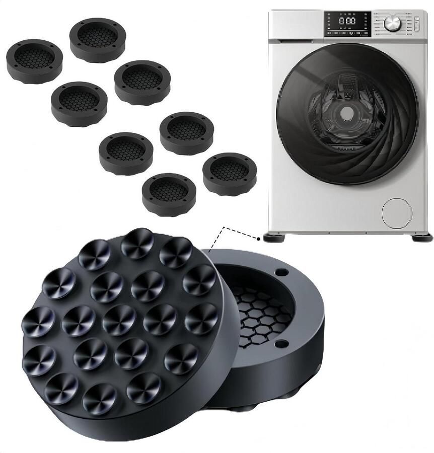 8 stuks anti-slip pads voor wasmachine universele dempers voor anti-vibratie en stabiliteit zwart