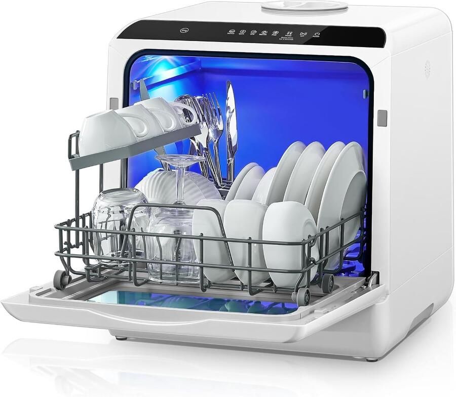 Aanrecht Vaatwasser Tafelmodel Vaatwasser Keuken Reinigen Compact Ontwerp 41 cm Breed Wit