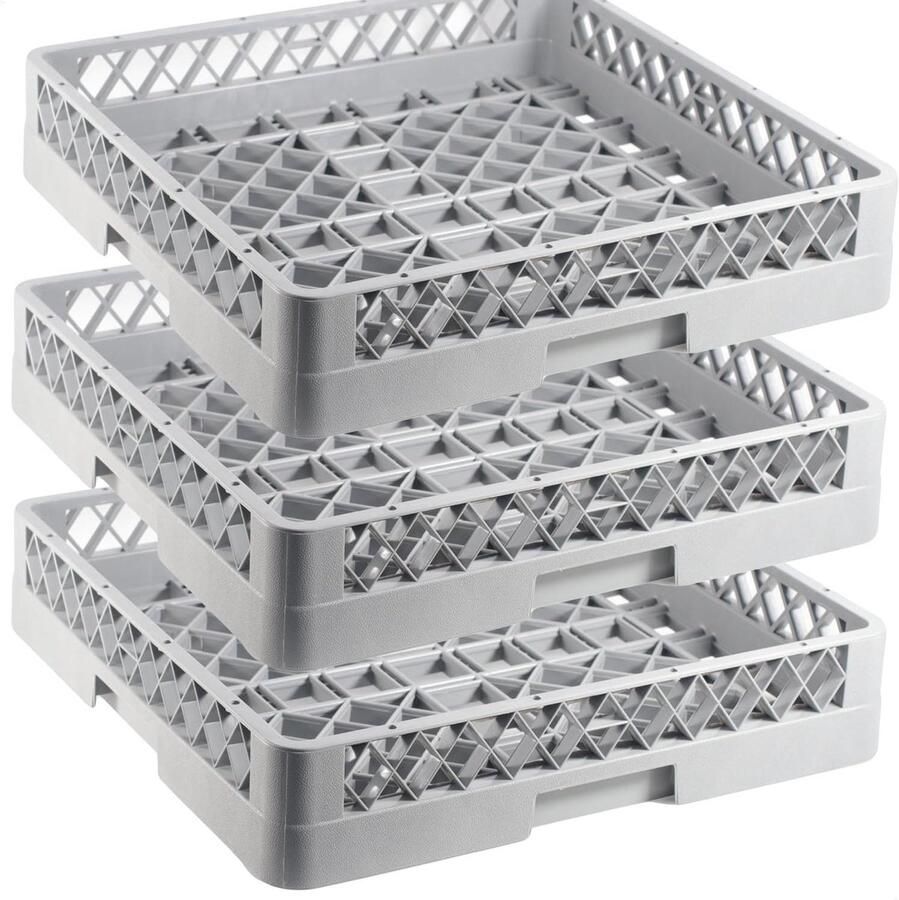 Afwasmand Set Vaatwasmand Bestekmand Horeca Keuken Hoge Waterdoorlatendheid 50 x 50 cm Grijs