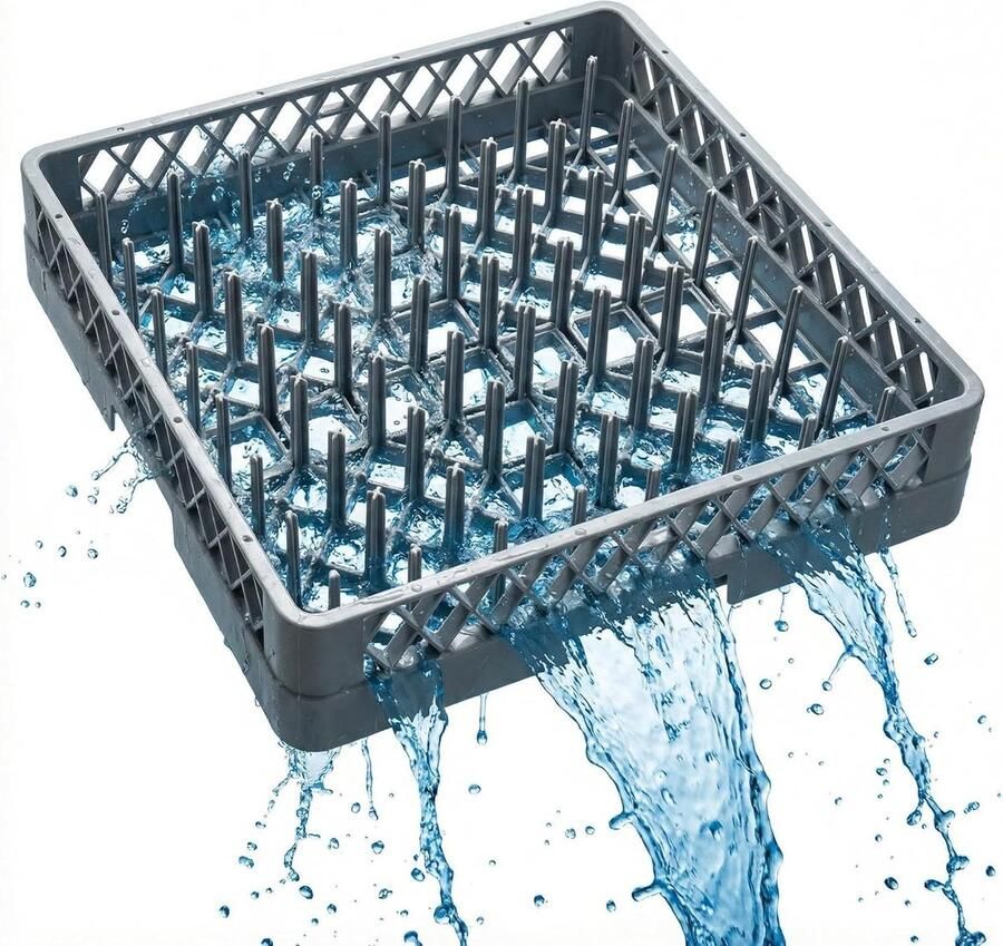 Afwasmand Vaatwasser mand Professioneel afwassen 64 stabiliserende vingers 50 x 50 cm Grijs