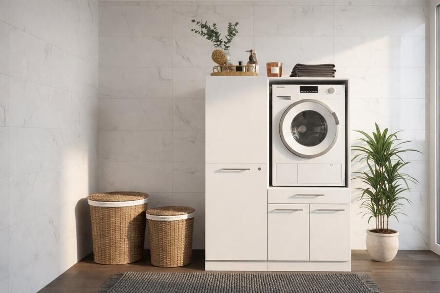 Arkon Wasmachine Bijkeuken kast 162 cm hoog wit