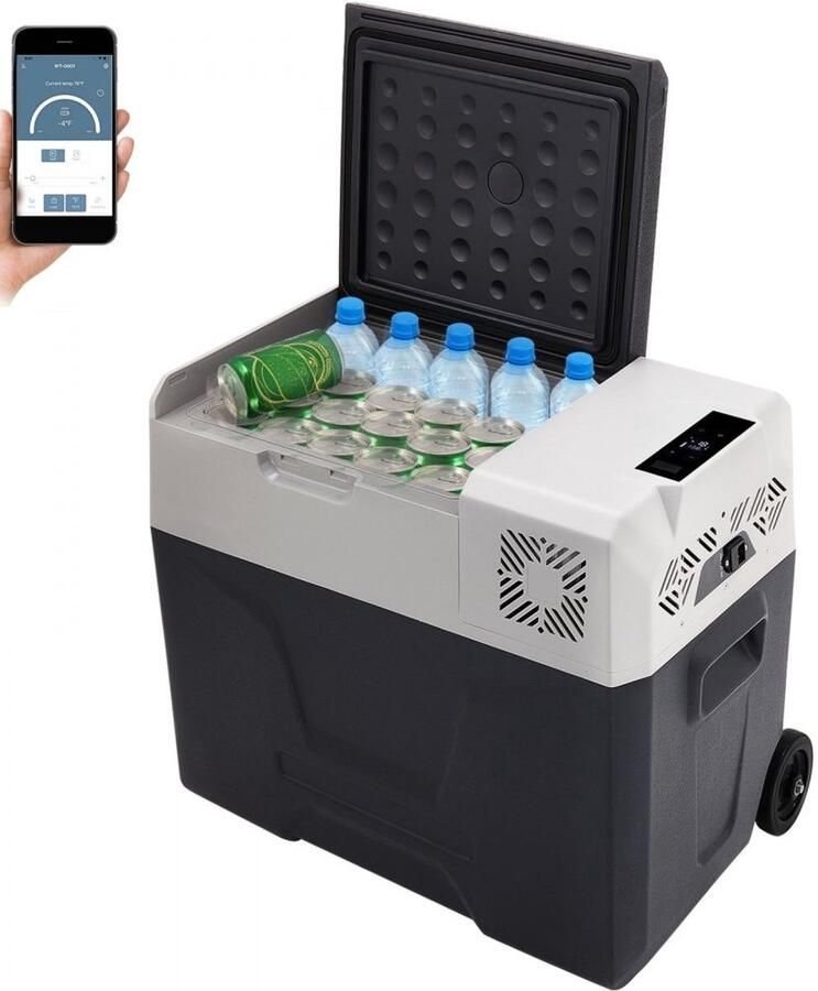 Auto Koelkast Compressorkoelbox 50 L 220V Efficiënte Koeling Digitaal Display en Bedieningspaneel Voor Binnen en Buiten 56 9 x 36 8 x 53 8 cm