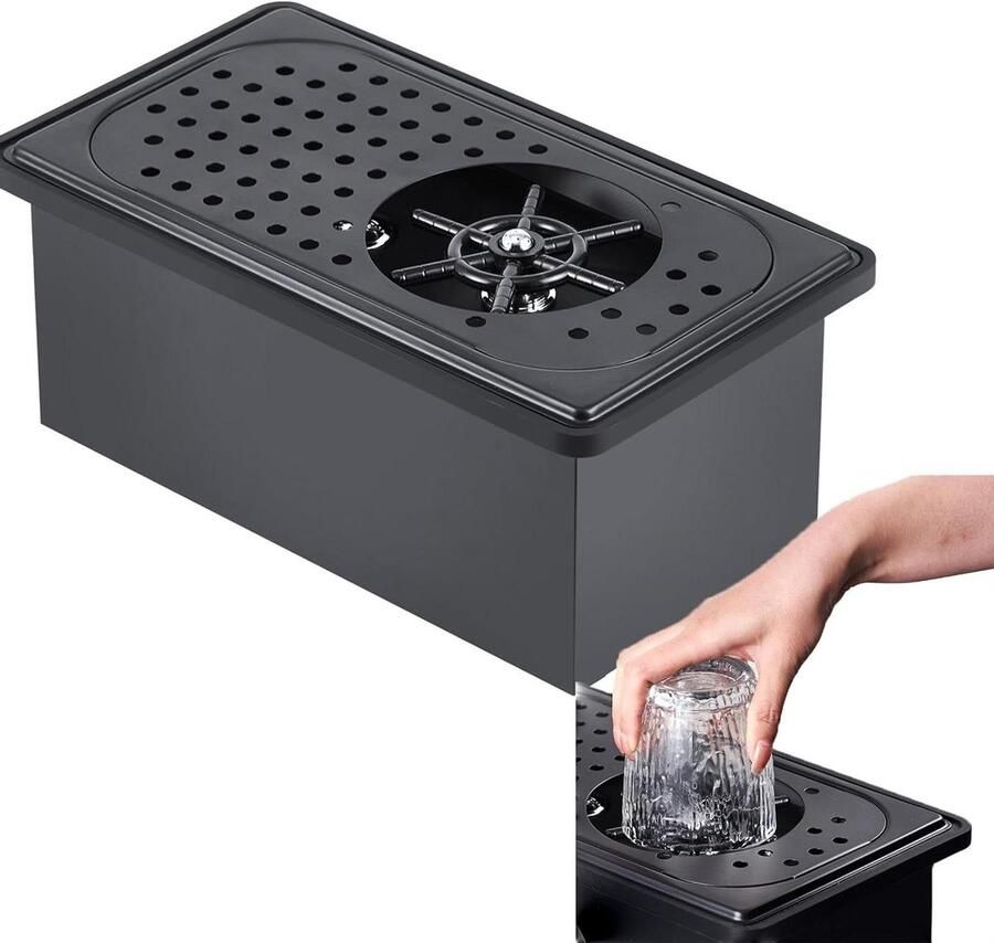 Automatische Glas Rinser Hoge druk bekerwasser Snel glazen reinigen Roestvrij staal constructie Inclusief borstels Zilverkleurig