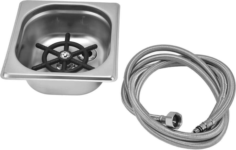 Automatische Glazenspoeler Bekerwasser RVS Snel Glazen Reinigen Meerhoekige Wateruitlaat 20 x 13 x 0.5 cm Zilver