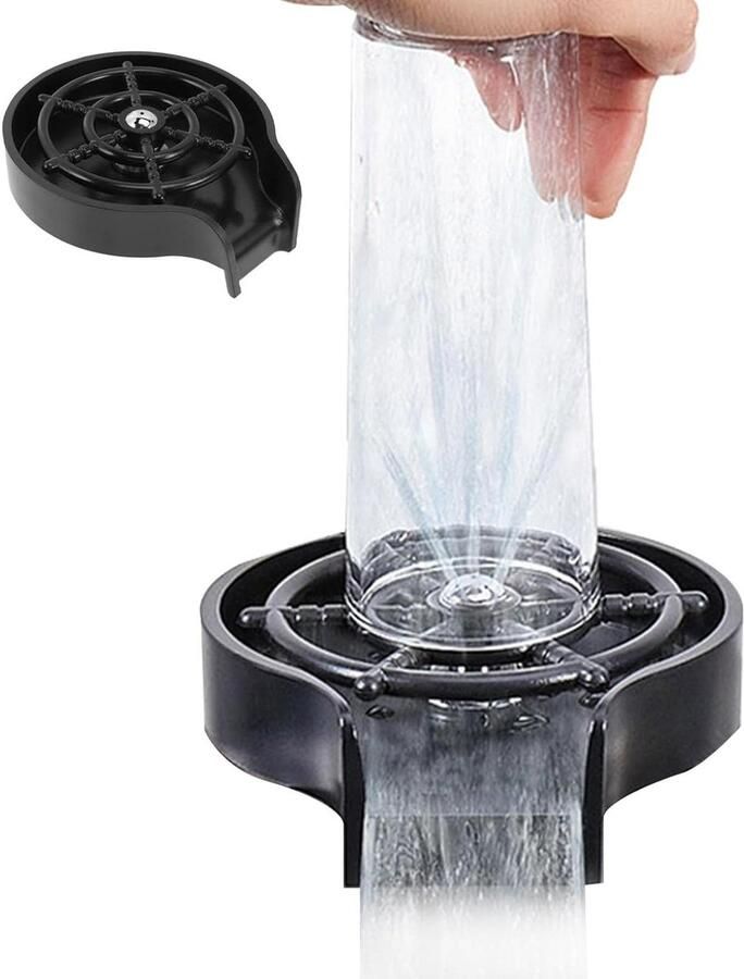 Automatische Kopjeswasmachine Glazenspoeler Keuken Snel Glazen Reinigen 360 Graden Rotatie 13x14.5 cm Zwart