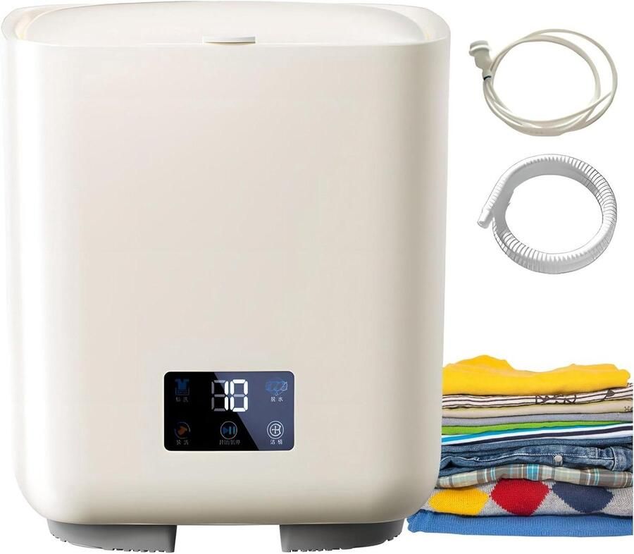 Automatische Wasmachine Mini Wasmachine Kleding Wassen 4-in-1 Slimme Programma's 7 Liter Capaciteit Wit