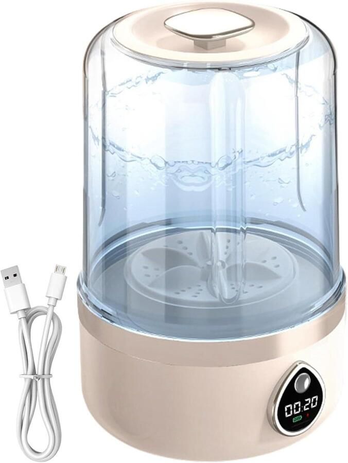 Draagbare Wasmachine Compact Wasapparaat Reizen en Camping Zelfstandig Werking 14 x 14 x 14 cm Blauw