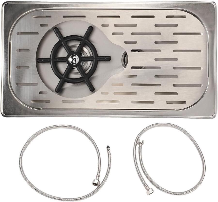Bekerwasmachine Roestvrijstaal Glazenspoeler Flessenreiniger Snel Glazen Spoelen Hogedruk Watersproei 39x22.5x9.5 cm Zilver