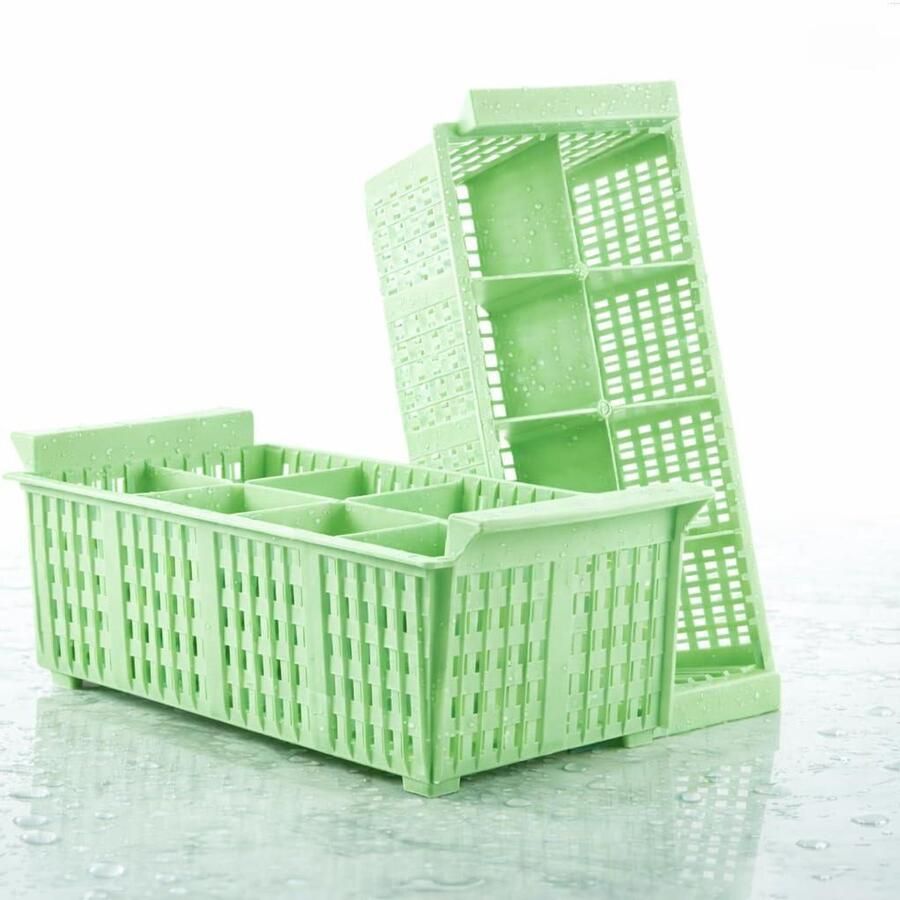 Bestekmanden Vaatwasser Horeca Manden Efficiënt Spoelen Dubbelpak XXL 2 stuks Groen