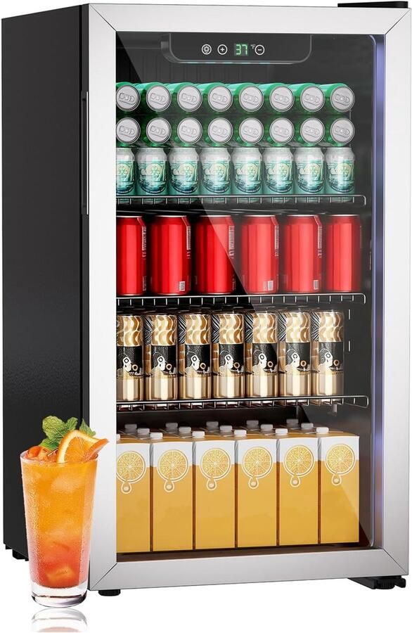 Drank Koelkast Mini Koelkast Dranken Koelen Fluisterstil Werking 80 Liter Capaciteit Zilver