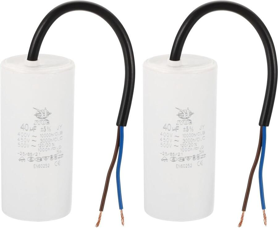 CBB60 40uf Capacitor Functie 2pcs AC 450V 2 Wires 50 60Hz Cilinder 65 x 44mm voor Waterpompen Wasmachines en Motor Starter
