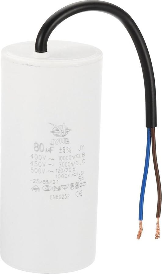 CBB60 80 UF Capacitor Functie 1 Stuk AC 450 V 2 Draden 50 60 Hz Cilinder 120 x 54 mm Voor Waterpompen Wasmachines Motorstarter