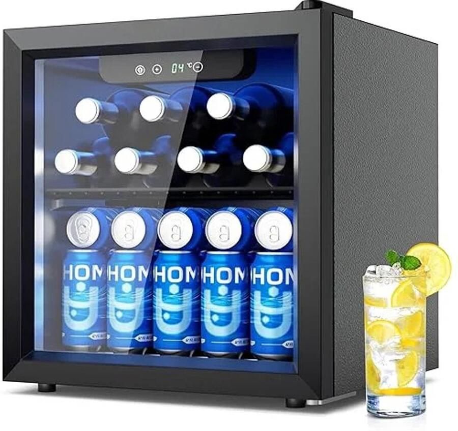 Celestul Drankenkoelkast 36L Mini Koelkast voor 55 Blikjes Vrijstaand Ultralage Koeling Voor Bier Frisdrank & Sap Zwart