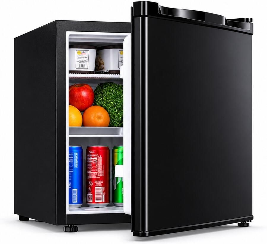 Celestul Mini Koelkast 46L Koelkast met Vriesvak Stille Minibar 41 dB Compacte Koelkast voor Slaapkamer Kantoor & Studentenkamer Zwart