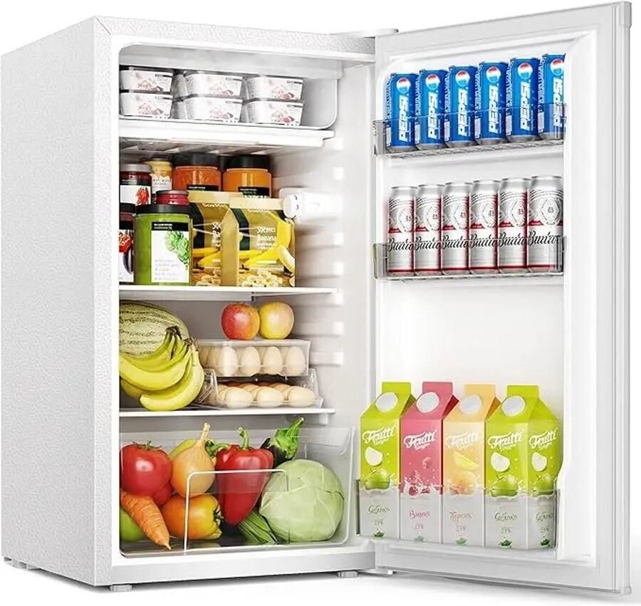 Celestul Minikoelkast 91 Liter Mini Koelkast Stil 38dB Compacte Koelkast met Thermostaat Voor Slaapkamer Kantoor & Studentenkamer Wit