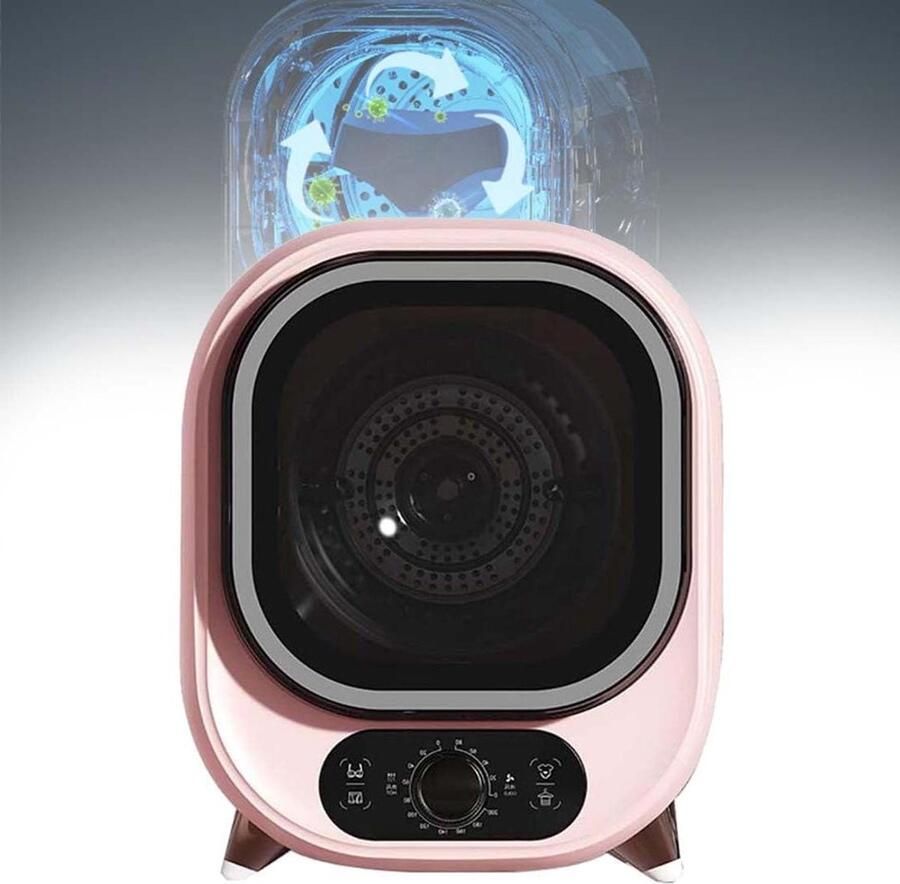 Compacte Droger Mini Wasdroger Snel Kleding Drogen Dubbele Temperatuur 5.1 KG Capaciteit Roze