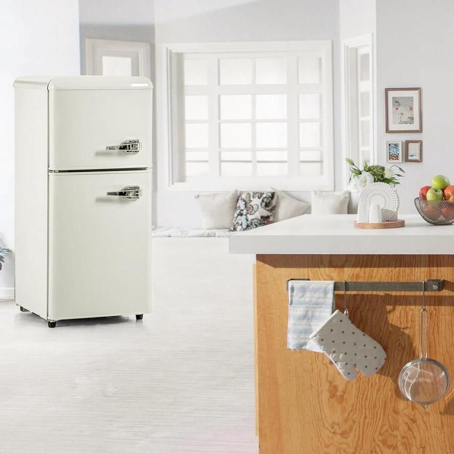 Compacte koelkast Kleine koelkast Dranken bewaren Dubbele deur 60 liter Wit