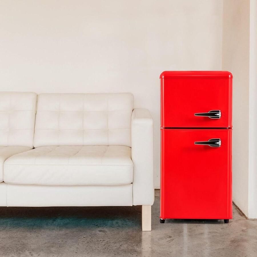 Compacte Koelkast Kleine Koelkast Vriezer Keuken Organisatie Dubbele Deur 60 Liter Rood