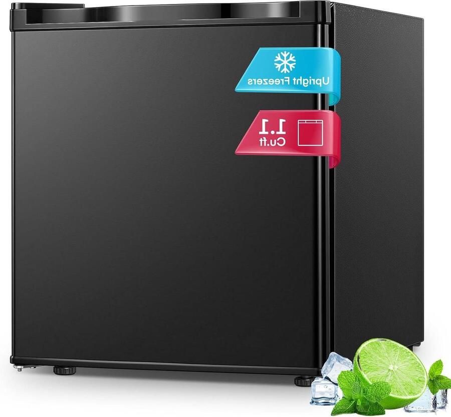 Compacte Rechtopstaande Vriezer Mini Vriezer Werkblad Kleine Ruimtes Koelen 7 Instelbare Temperaturen 32 Liter Wit