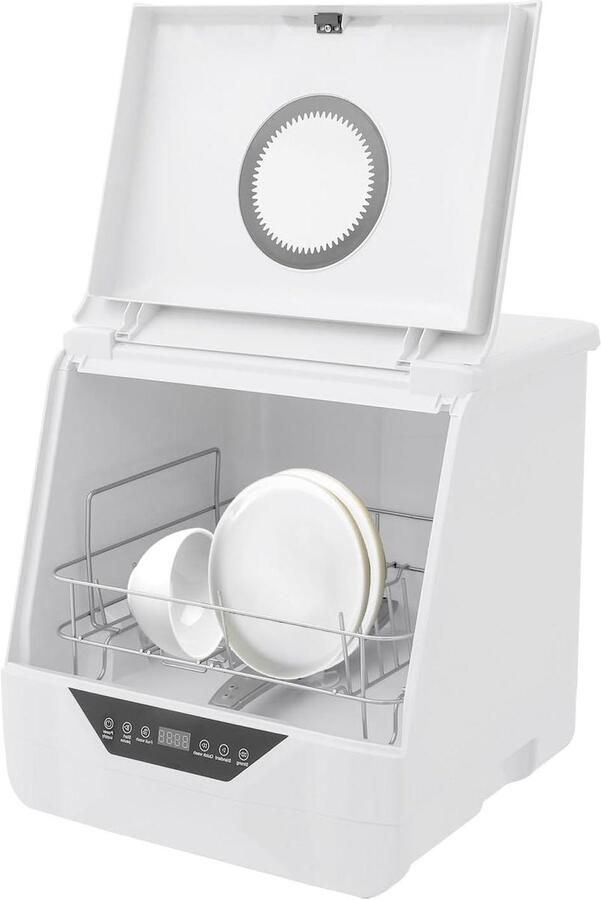 Compacte tafelvaatwasser Mini vaatwasser Keuken opruimen Vier wasprogramma's 38.7 cm breed Wit