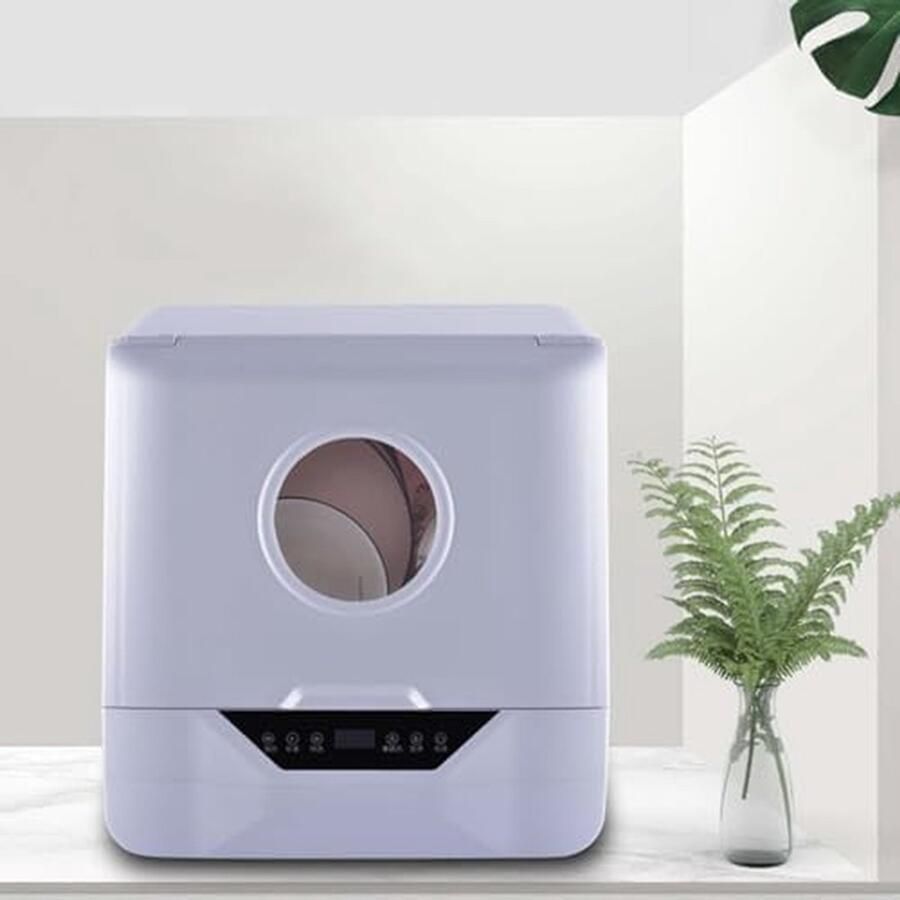 Compacte vaatwasser Aanrecht model Snel servies reinigen Desinfectie hoge temperatuur 6L capaciteit Wit
