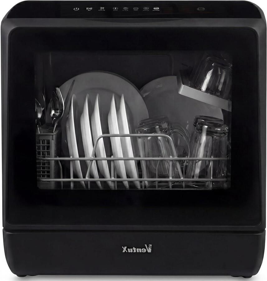 Compacte Vaatwasser Mini Vaatwasser Aanrecht Snel Afwassen App Bediening 42.5 x 42.8 x 45.8 cm Zwart
