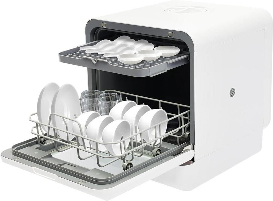 Compacte Vaatwasser Mini Afwasmachine Snel Afwassen Geen Installatie Nodig 6 Liter Wit
