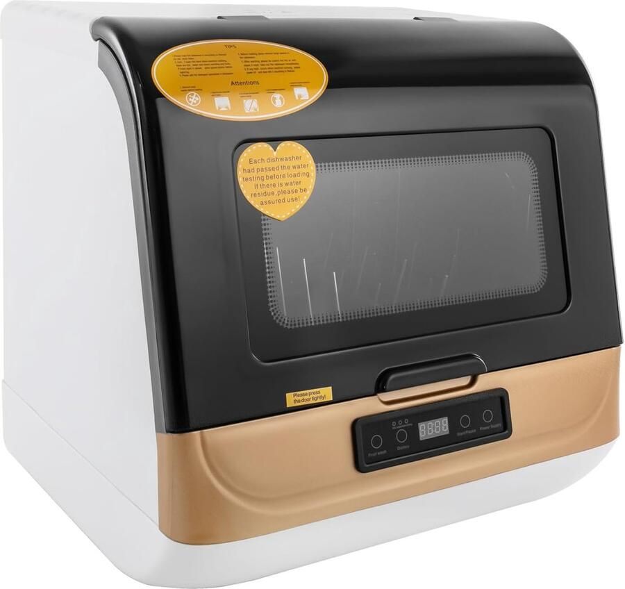 Compacte Vaatwasser Mini Tafelmodel Hygiënisch Servies 360 Graden Reiniging 4-6 Sets Goud Wit