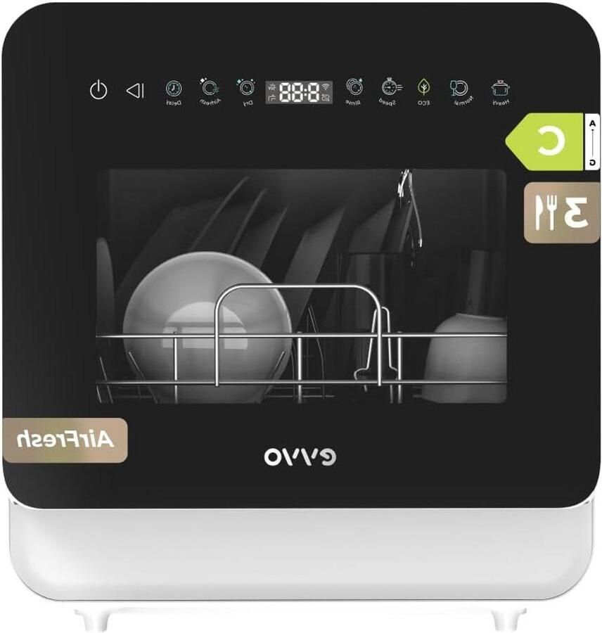 Compacte vaatwasser Mini vaatwasser Kleine keukens Geen installatie nodig 3 couverts Wit