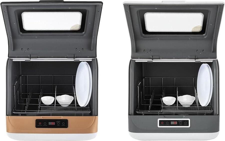 Compacte Vaatwasser Mini Vaatwasser Tafelmodel Snel Afwassen 3 Wasprogramma's 45 cm Goud