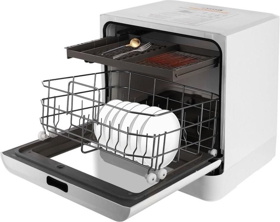 Compacte Vaatwasser Tafelmodel Apparaat Keuken Gemak Twee Watertoevoer Opties 43 x 39 x 46 cm Wit