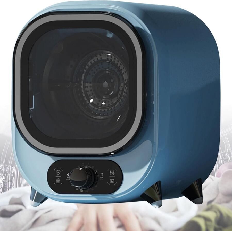 Compacte Wasdroger Mini Droger Kleine Ruimtes Dubbele Temperatuur Sensor 38cm Hoog Blauw
