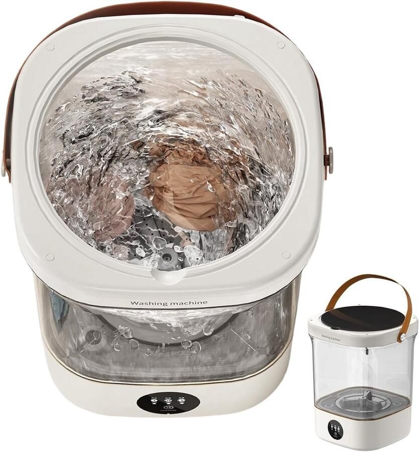 Compacte wasmachine Draagbare wasmachine Kleine was doen Ruimtebesparend ontwerp 12 liter inhoud Wit