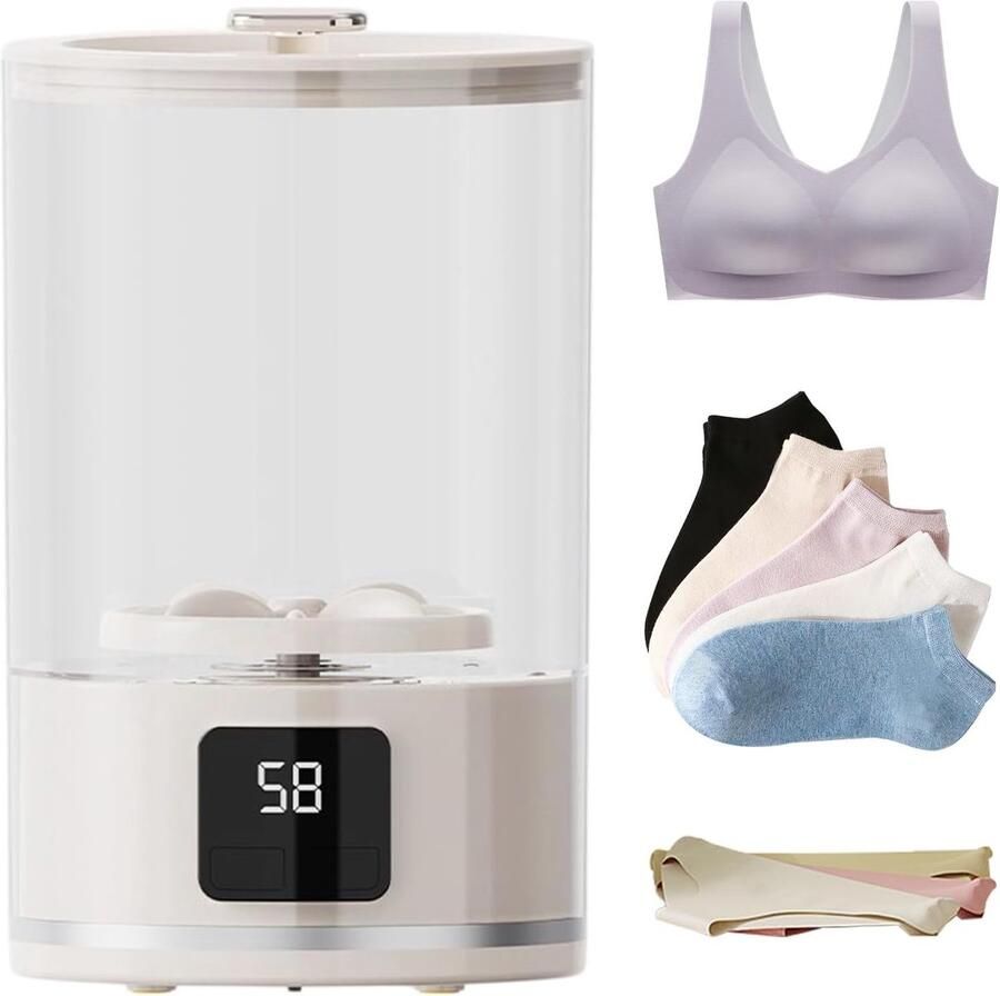 Compacte Wasmachine Draagbare Wasser Reizen Camping Lichtgewicht USB Oplaadbaar 1 Liter Inhoud Wit