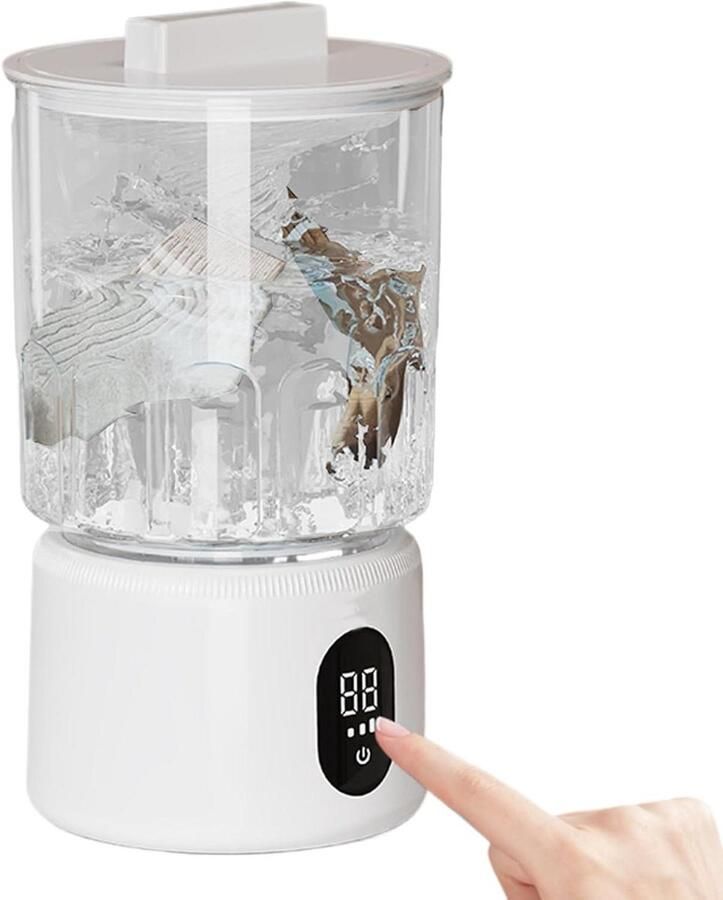 Compacte Wasmachine Mini Wasmachine Kleding Wassen Draagbaar Draadloos Ontwerp 1 Liter Capaciteit Wit