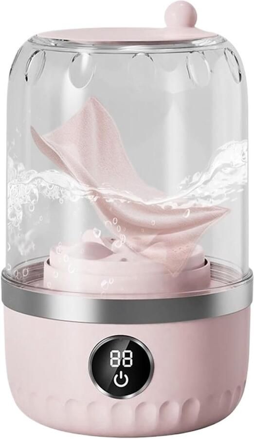 Compacte Wasmachine Mini Wasmachine Kleine Was Opvouwbaar Ontwerp 12.5 x 12.5 x 20.5 cm Roze