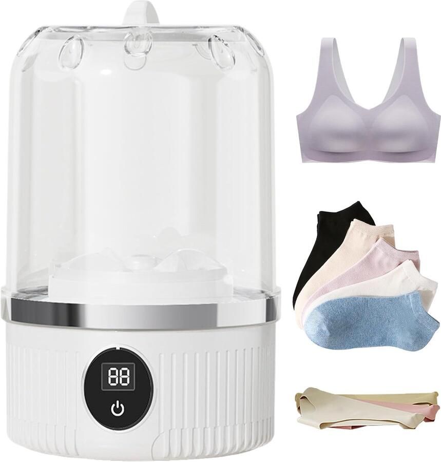 Kleine Wasmachine Draagbare Apparaten Persoonlijk Gebruik Draadloos Gemak 1 Liter Capaciteit Wit
