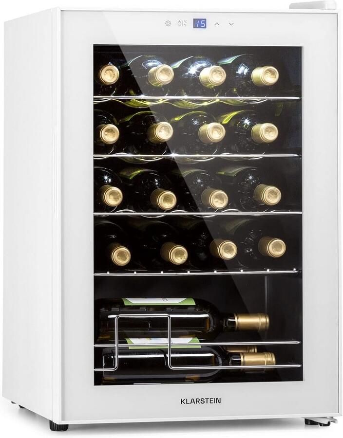Compacte Wijnkoelkast met Glazen Deur voor 20 Flessen Temperatuurinstelbaar