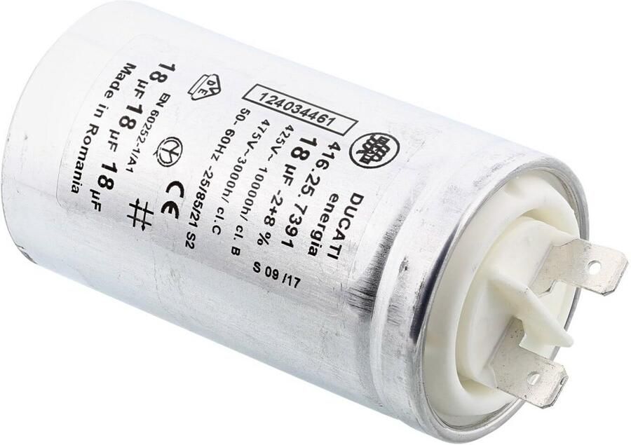 Condensator 18µF voor Droger 72x40mm Met Faston Stekkers