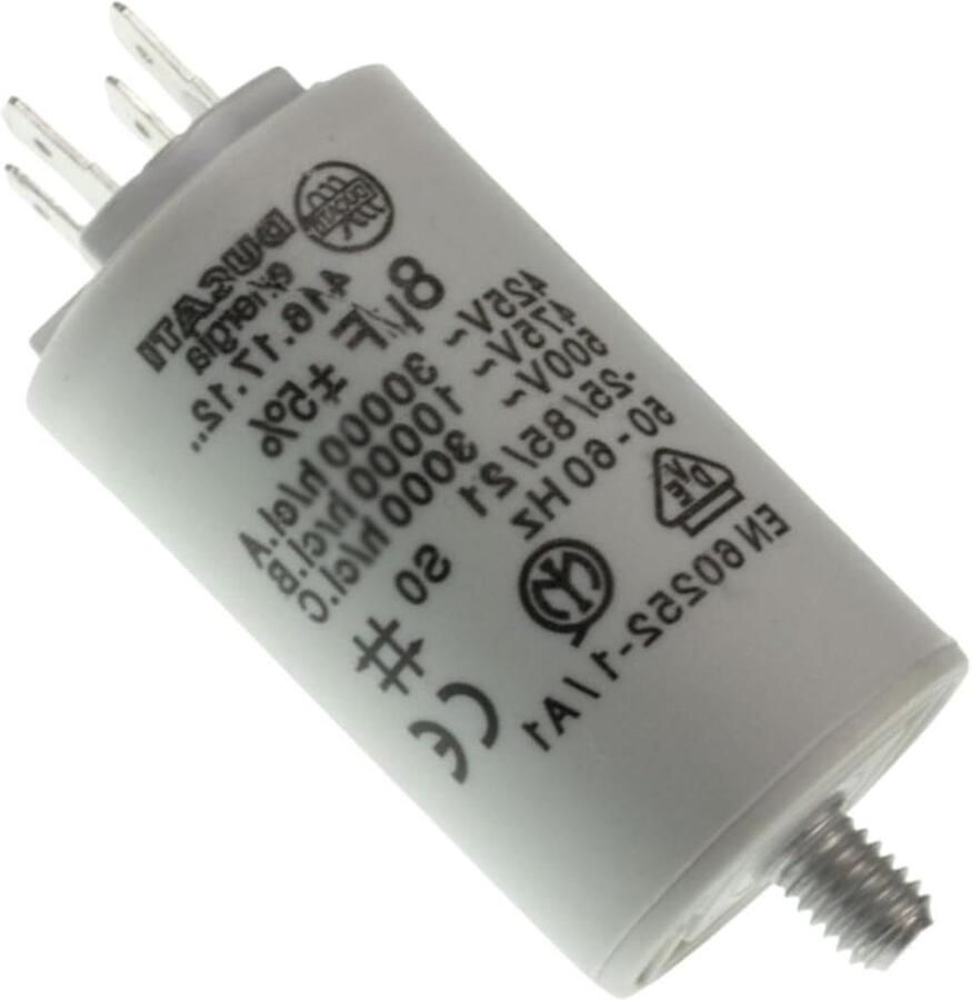 Condensator Startcondensator Wasmachine Reparatie 8 MF 450 V 81 mm Hoog Zwart