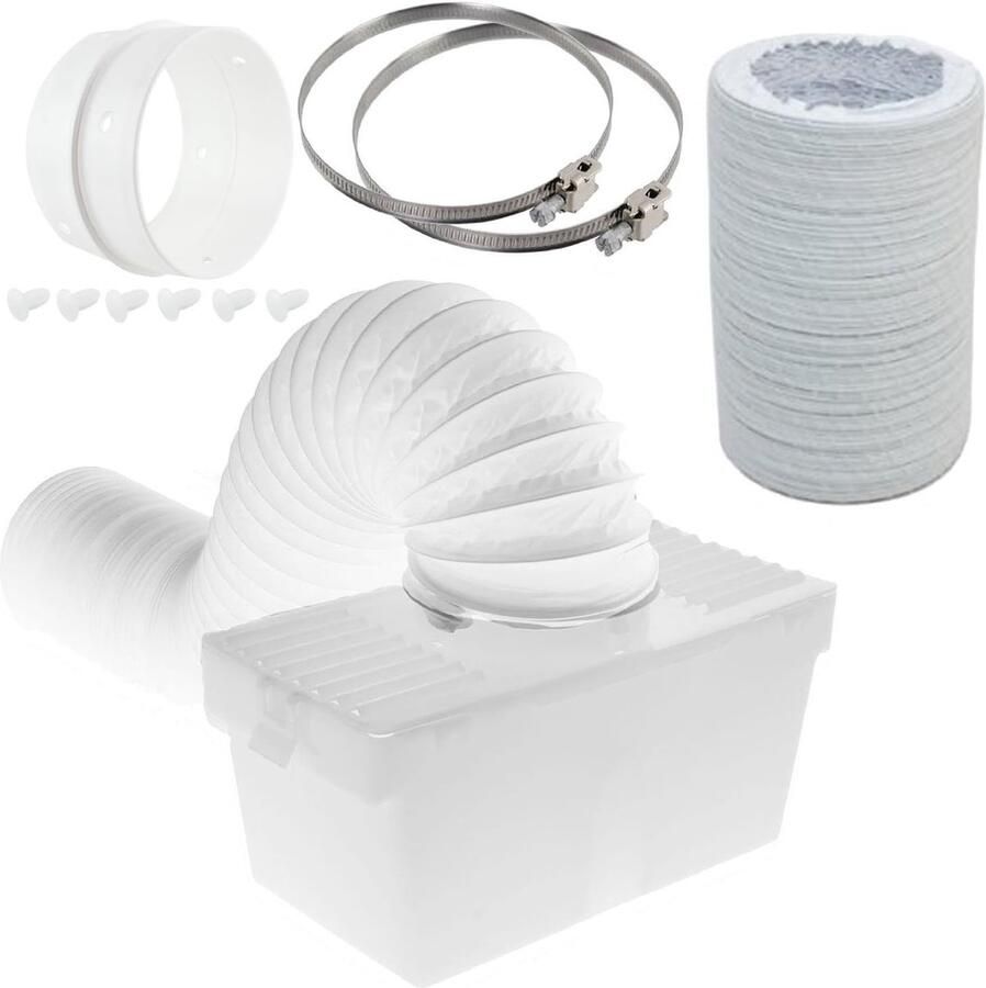Condensator Vent Box Slangset Wasdroger Ontluchting Vocht Bestrijden Extra Lange Slang 7 Meter Wit