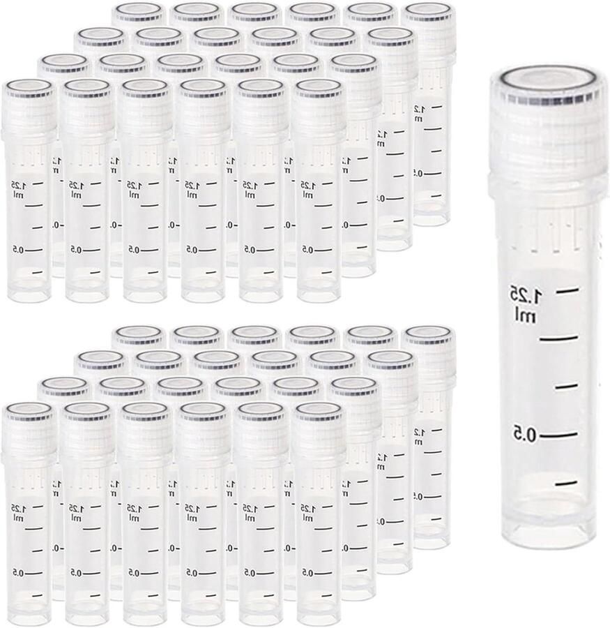 Cryovials Steriele Buisjes Laboratoriumflesjes Opslag Bij Lage Temperatuur Autoclaveerbaar Invriesbaar 2 Ml 200 Stuks Transparant
