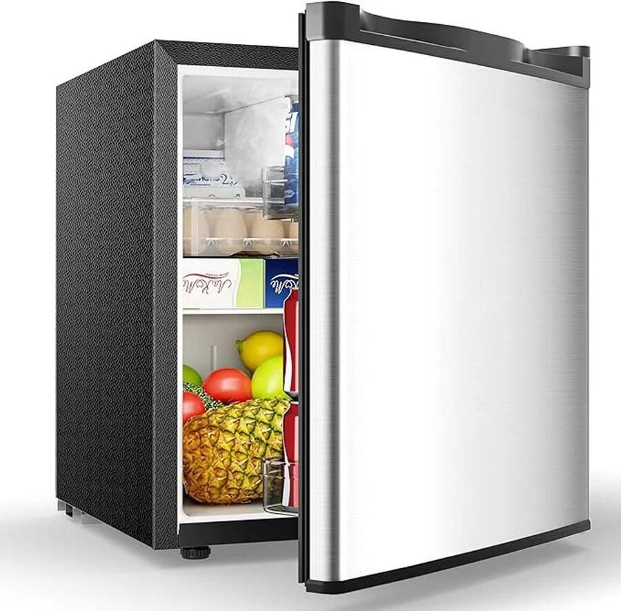 Delightness Mini Koelkast Minibar Met Vriesvak Barmodel Koelkast Mini Fridge 44 4x46 8x48 3cm 7 Standen 46L Zilver