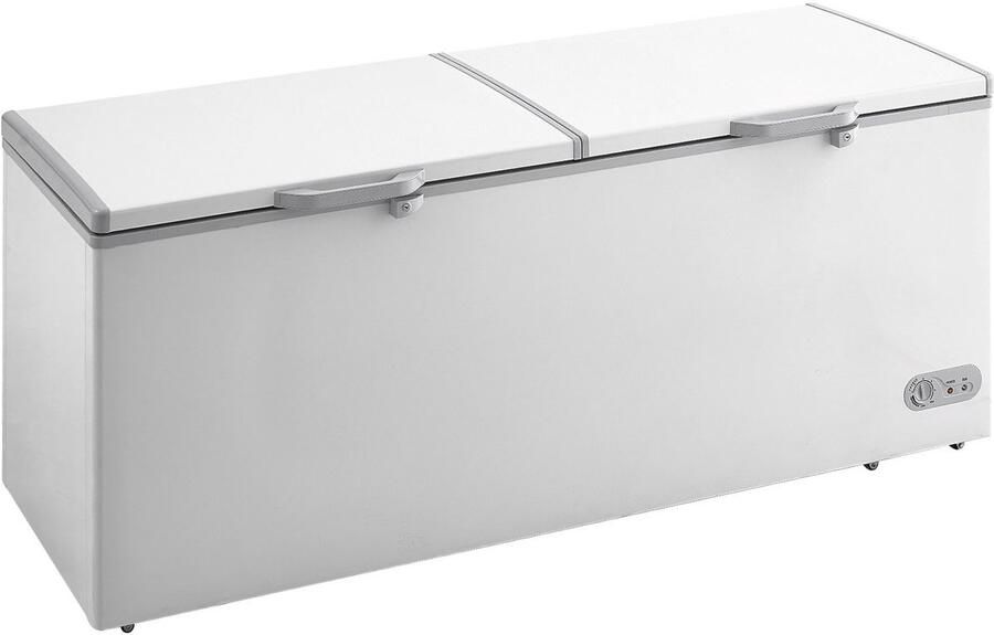 Diepvrieskist inhoud 19 8 cu.ft 561 l dubbele deksels 4 uitneembare manden 7 temperatuurstanden ledverlichting 6 wielen