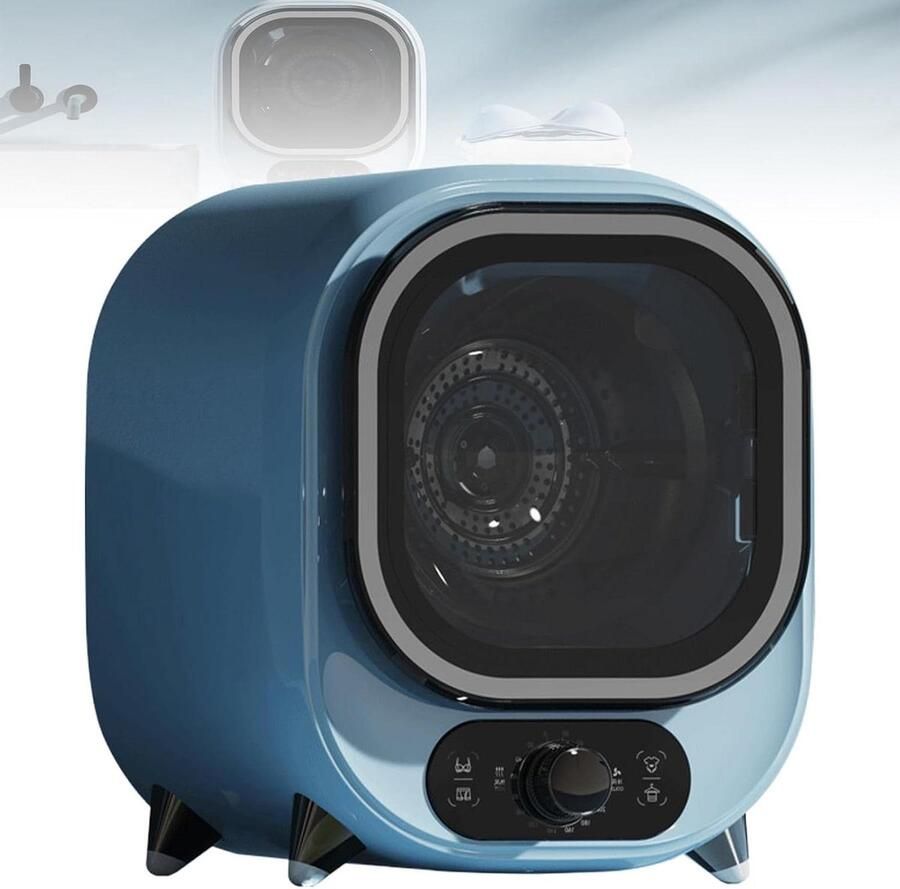 Draagbare Condensdroger Compacte Wasdroger Snel Kleding Drogen Antibacterieel Blauw Licht 08 kg Capaciteit Blauw
